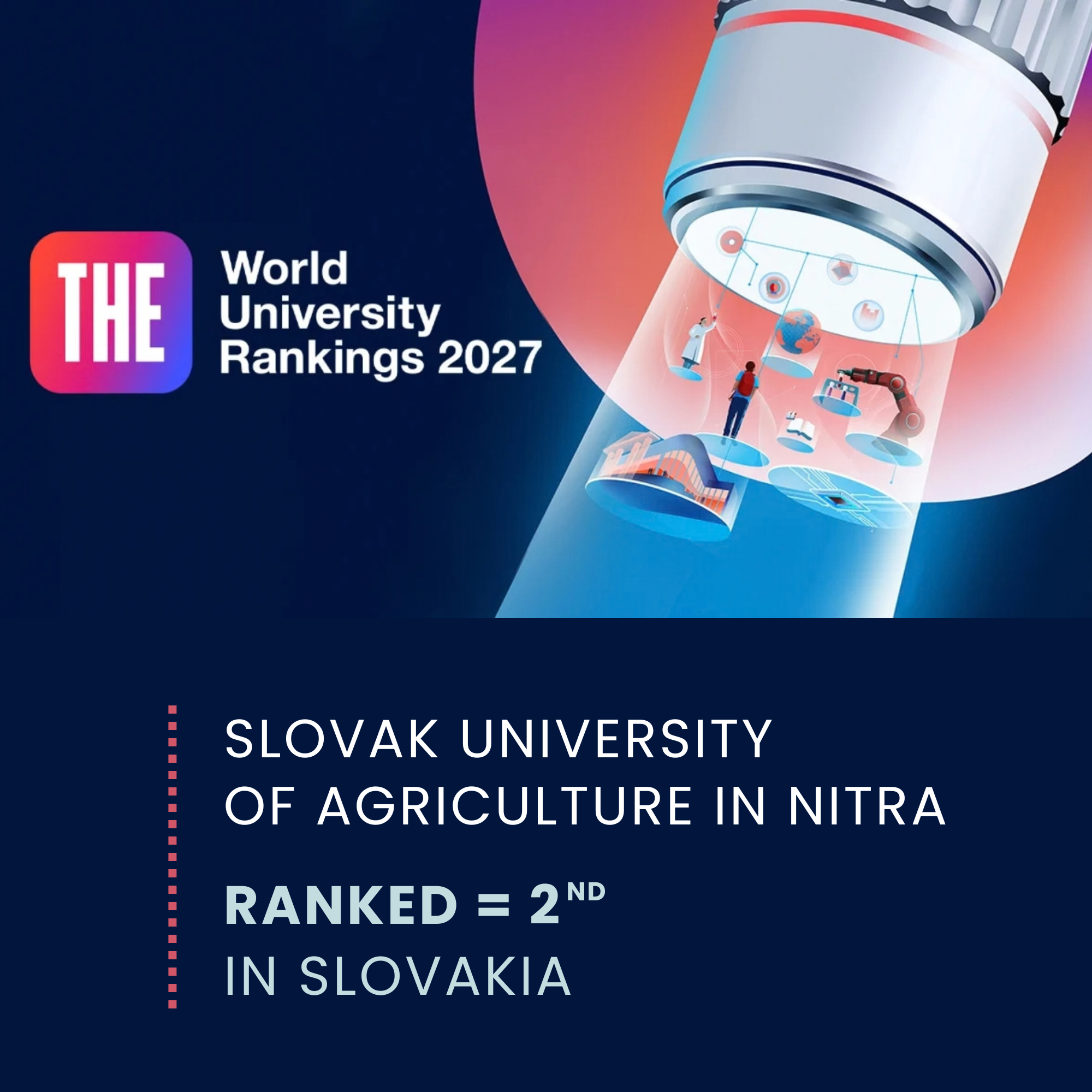 SPU je na zdieľanom 2. mieste medzi slovenskými univerzitami v prestížnom rebríčku THE WUR 2027